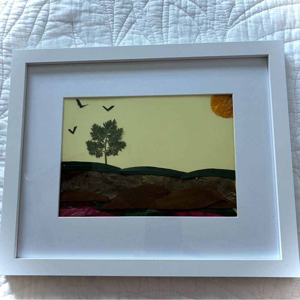 Framed Nature Landscape of Pressed Leaves